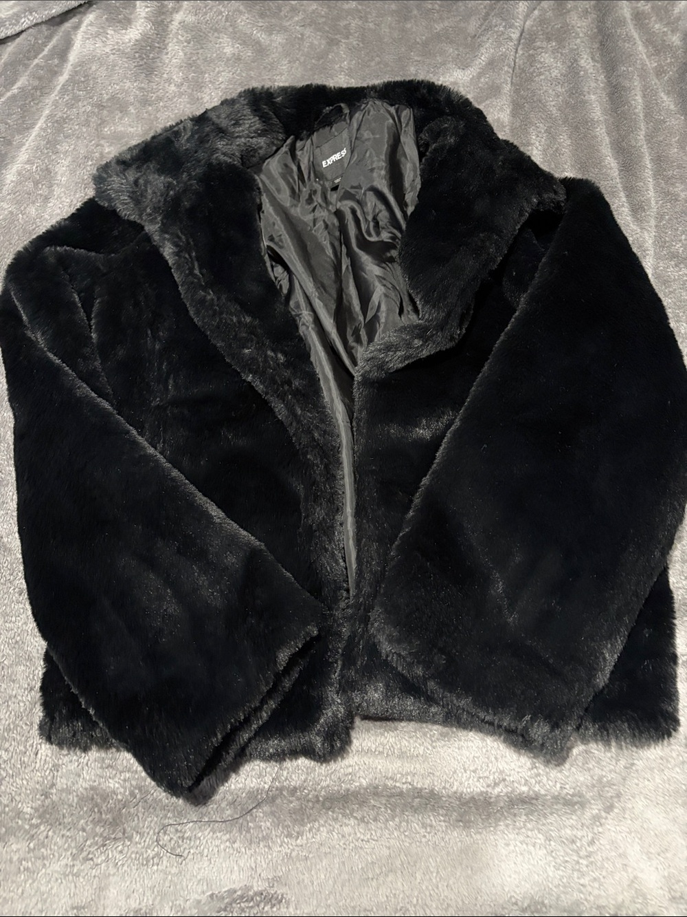 Express Black Faux Fur Teddy Jacket